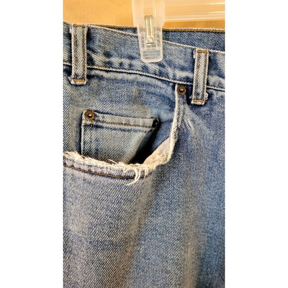 Vintage Merona 33x32 100% Cotton Well Loved Pre-Owned Jeans zip Fly Straight Leg - Picture 3 of 6